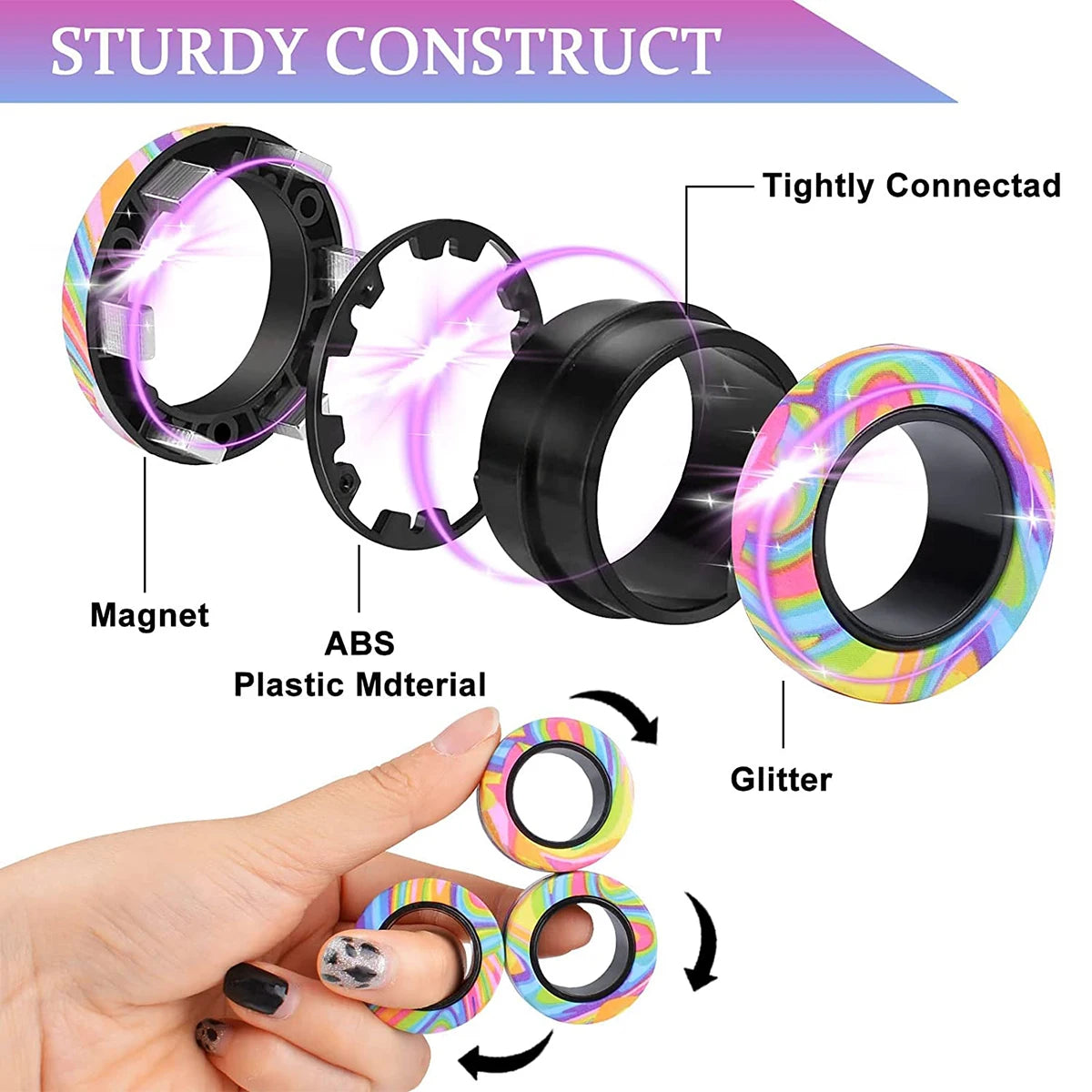 3Pcs Magnetic Rings Fidget