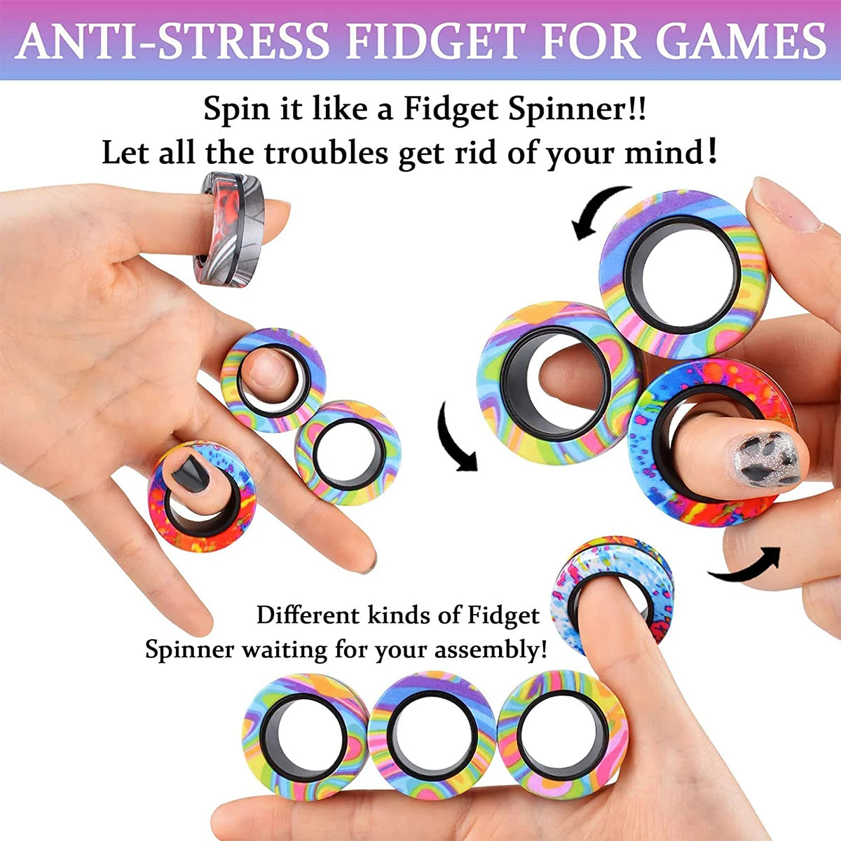 3Pcs Magnetic Rings Fidget