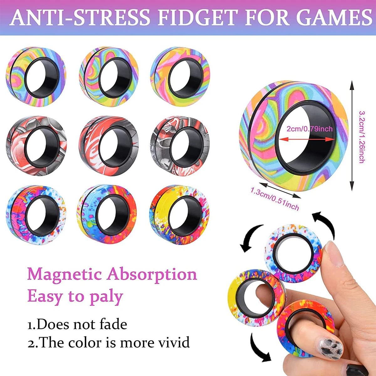 3Pcs Magnetic Rings Fidget